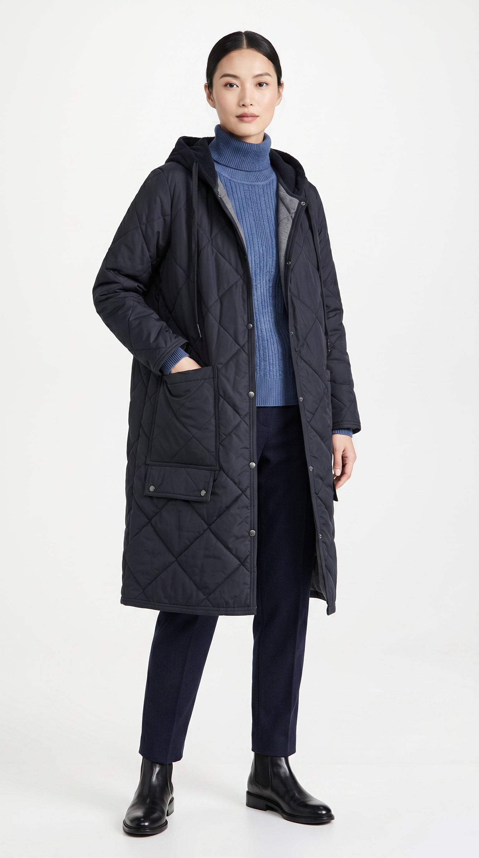 Cozy Oversized Pocket Insulated Fabric Outerwear Trench Jacket