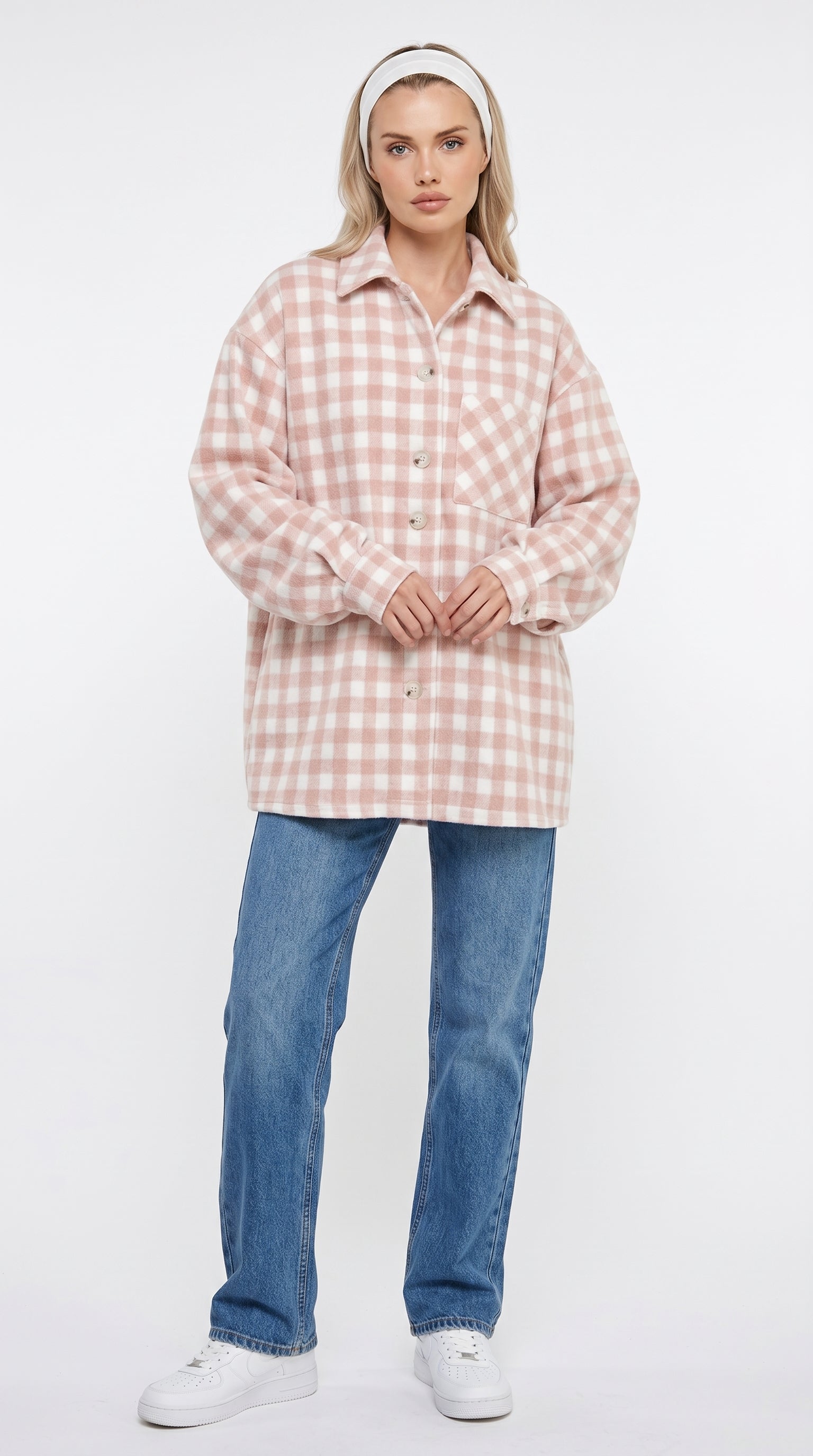 Trendy Checkered Trench Coat Unique Oversized