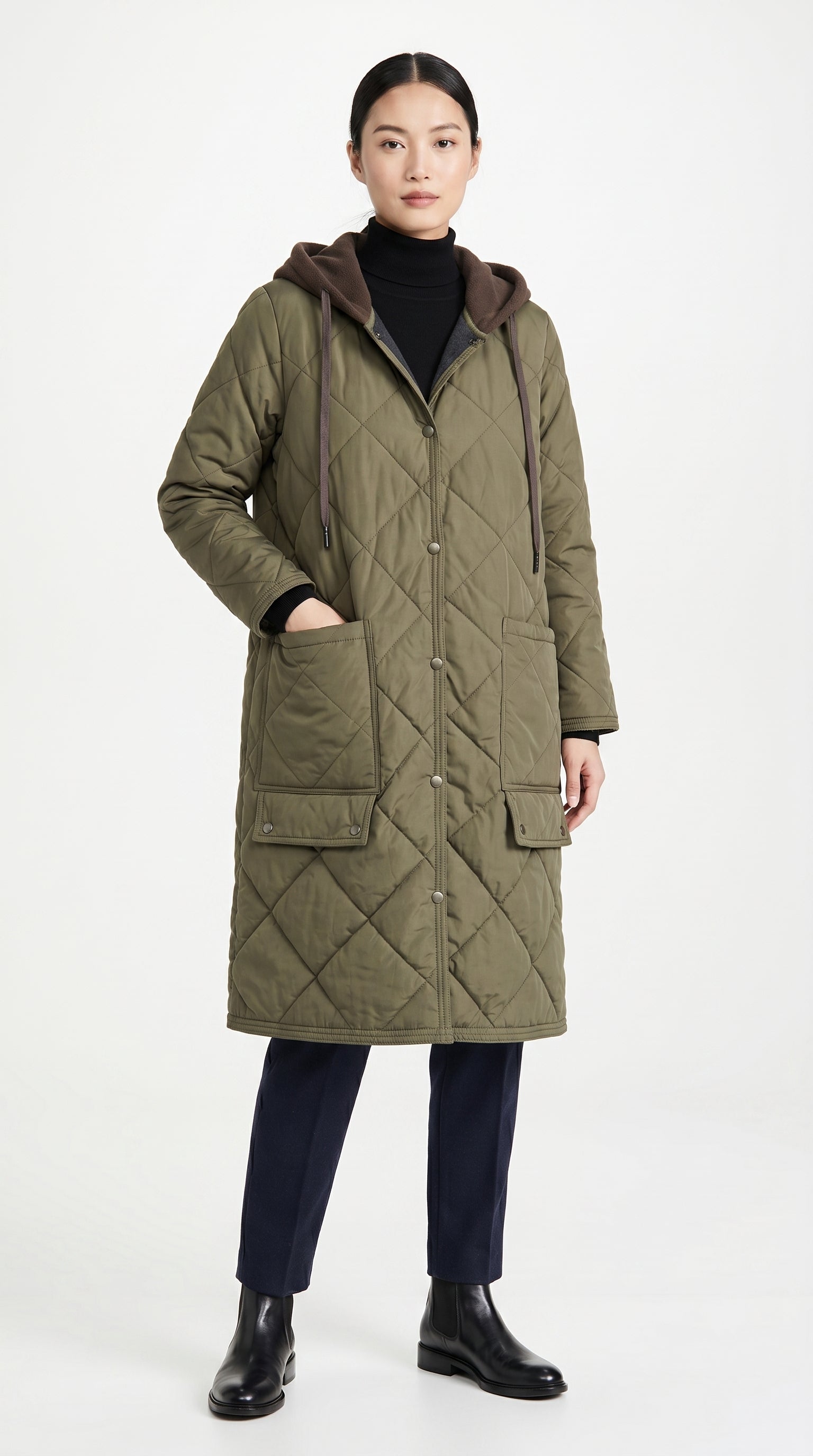 Cozy Oversized Pocket Insulated Fabric Outerwear Trench Jacket