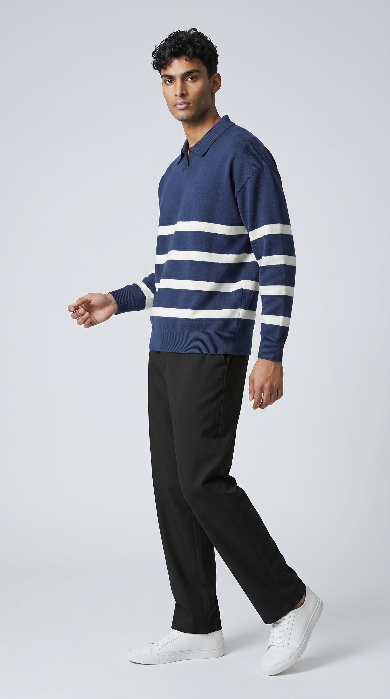 VAREK | TWO-TONE OPEN COLLAR SWEATER