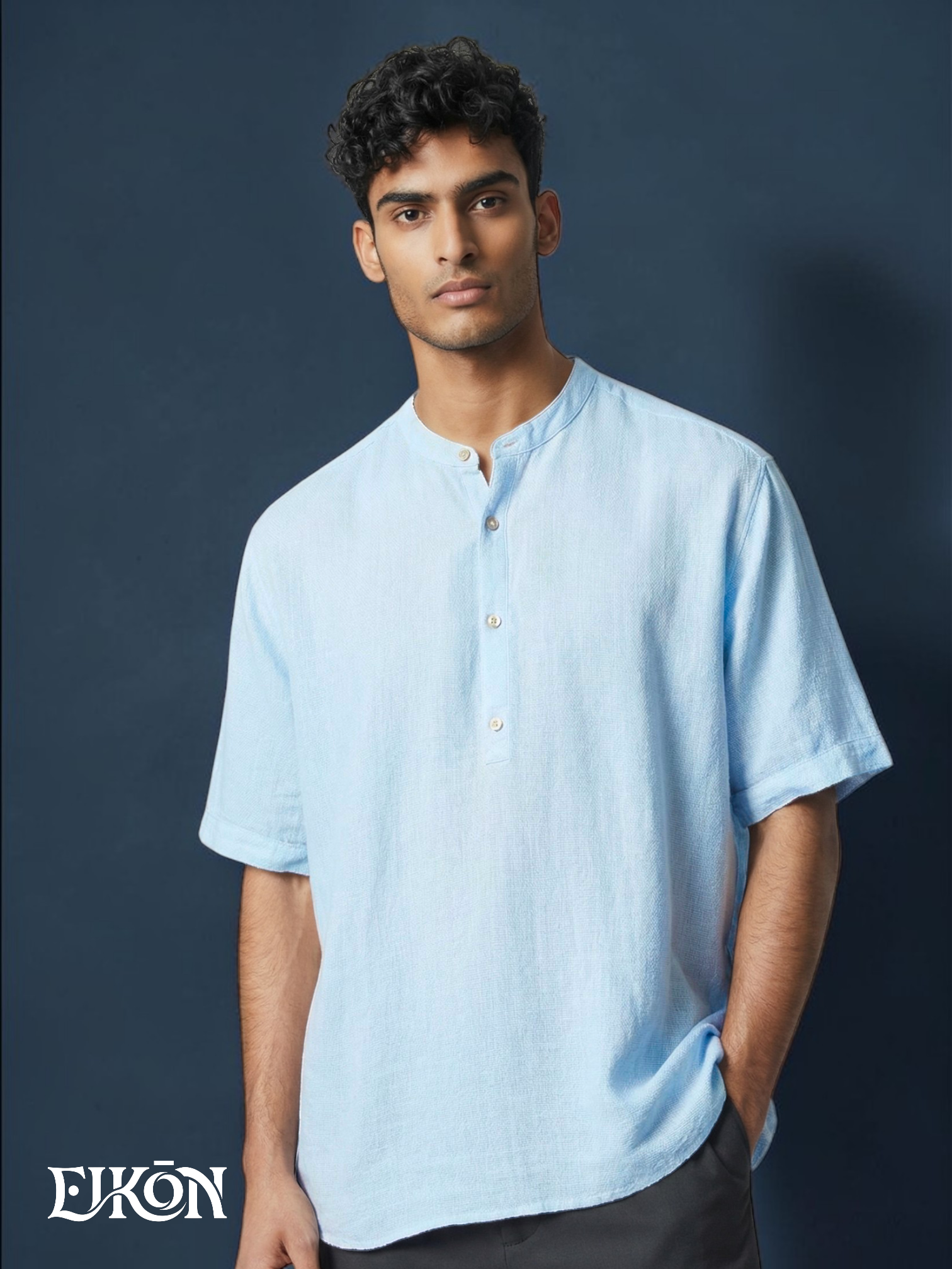 SOREN | LINEN BAND COLLAR SHIRT