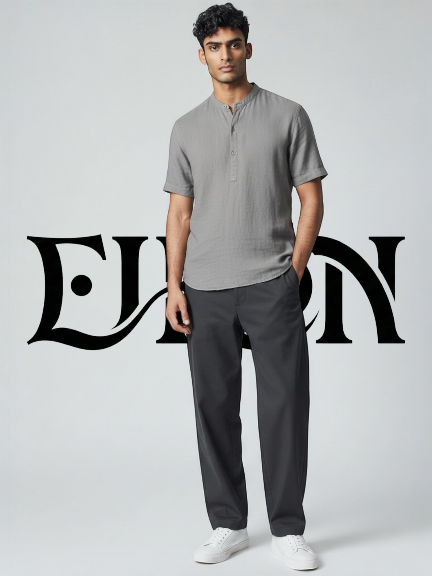 SOREN | LINEN BAND COLLAR SHIRT