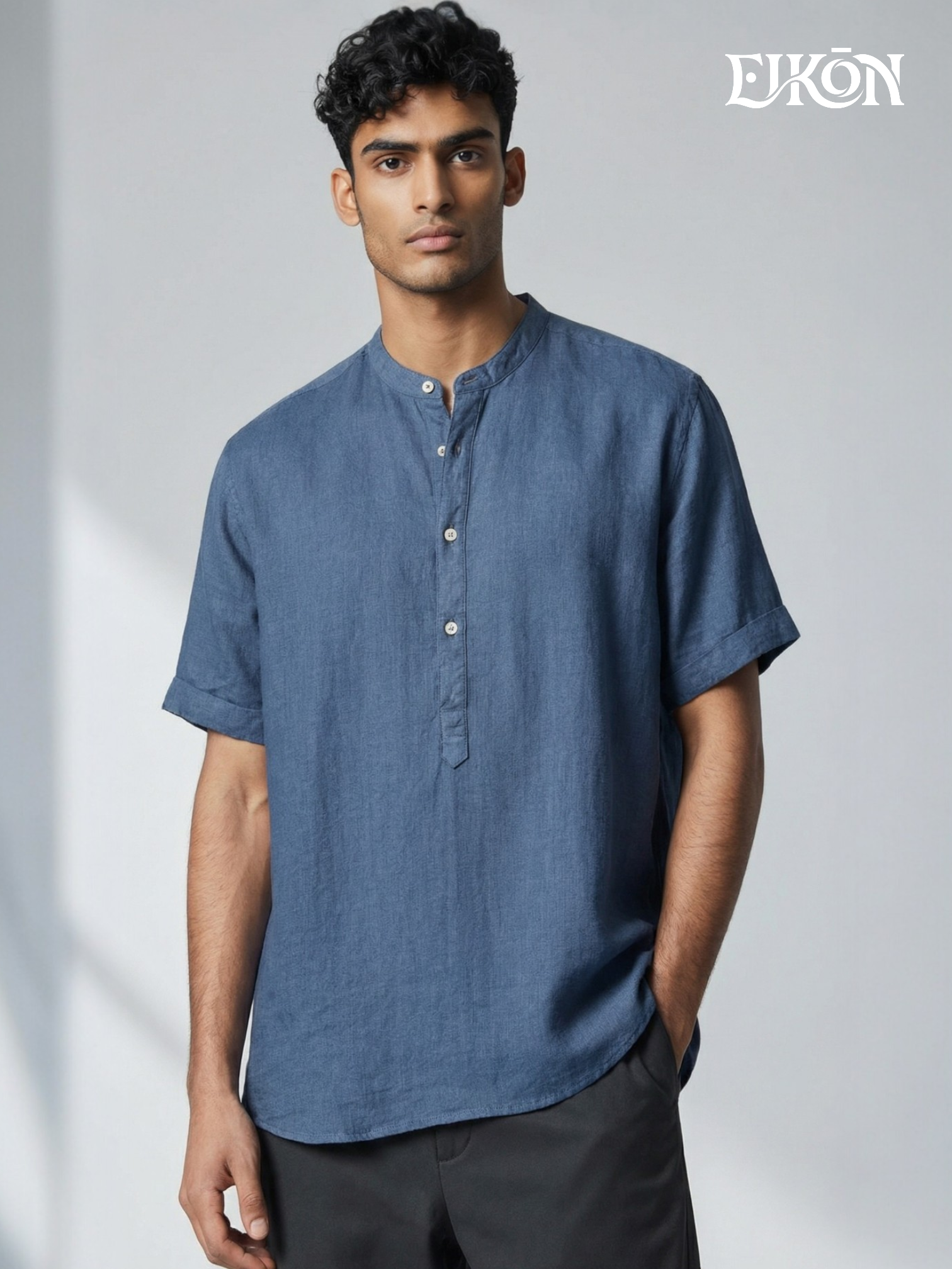 SOREN | LINEN BAND COLLAR SHIRT