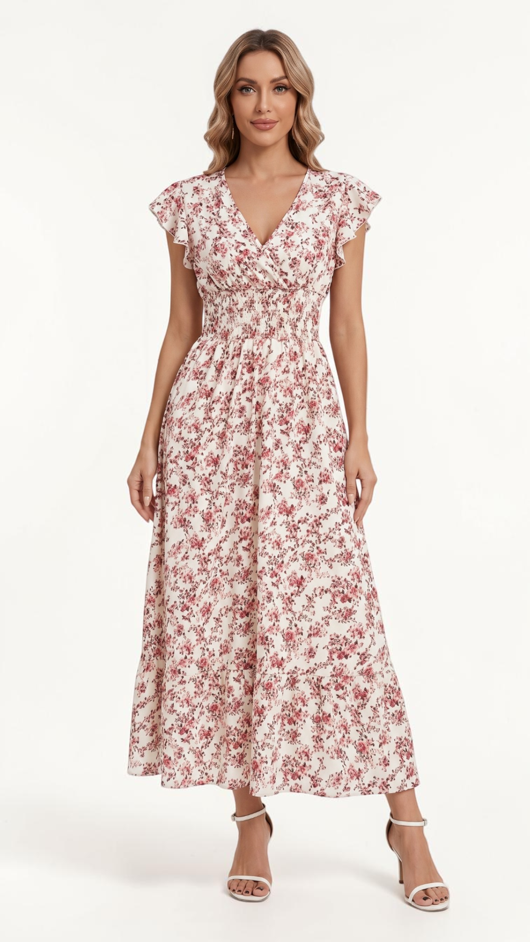 FLORA | Floral Short-Sleeved Swing Dress