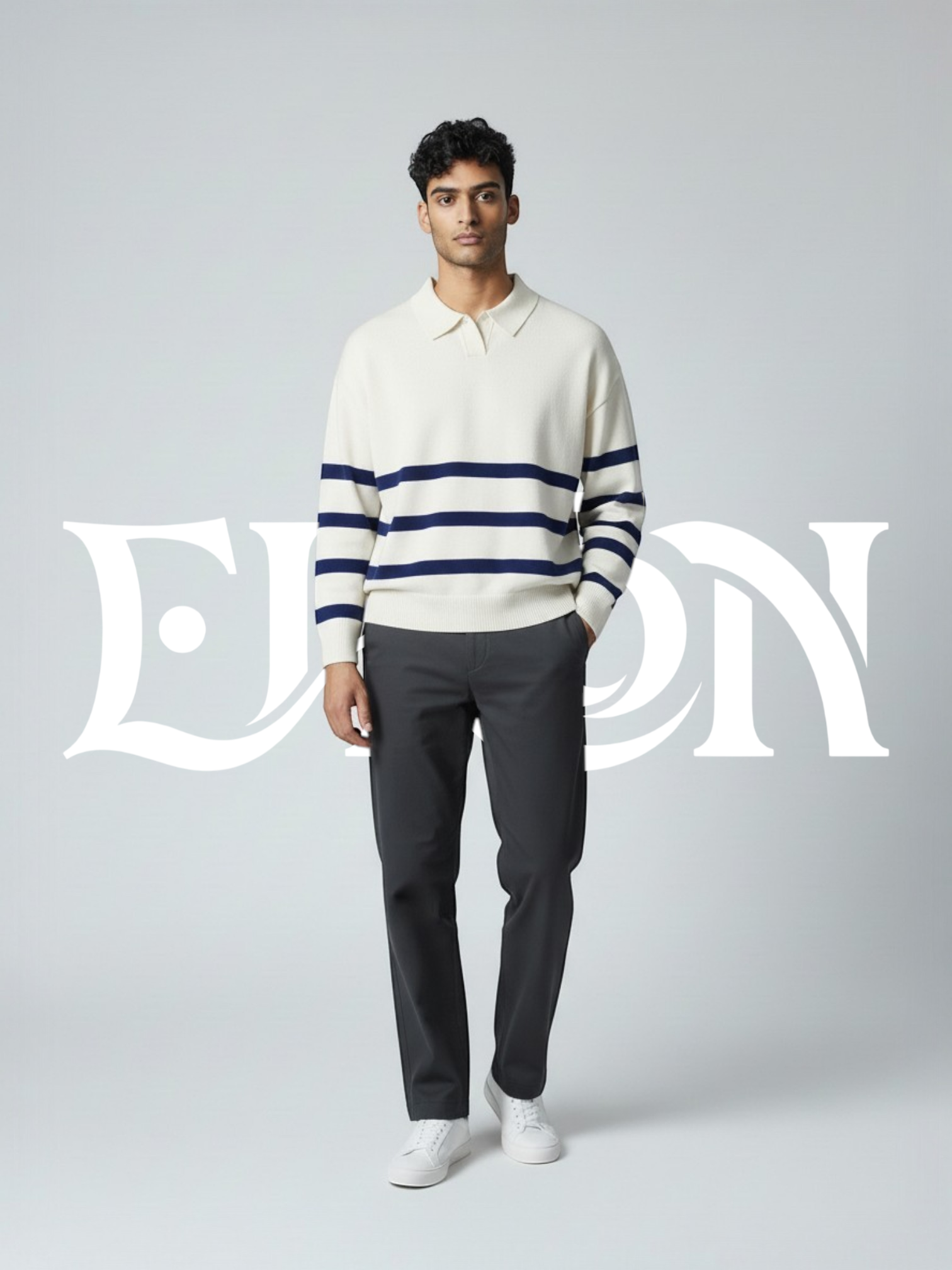 VAREK | TWO-TONE OPEN COLLAR SWEATER