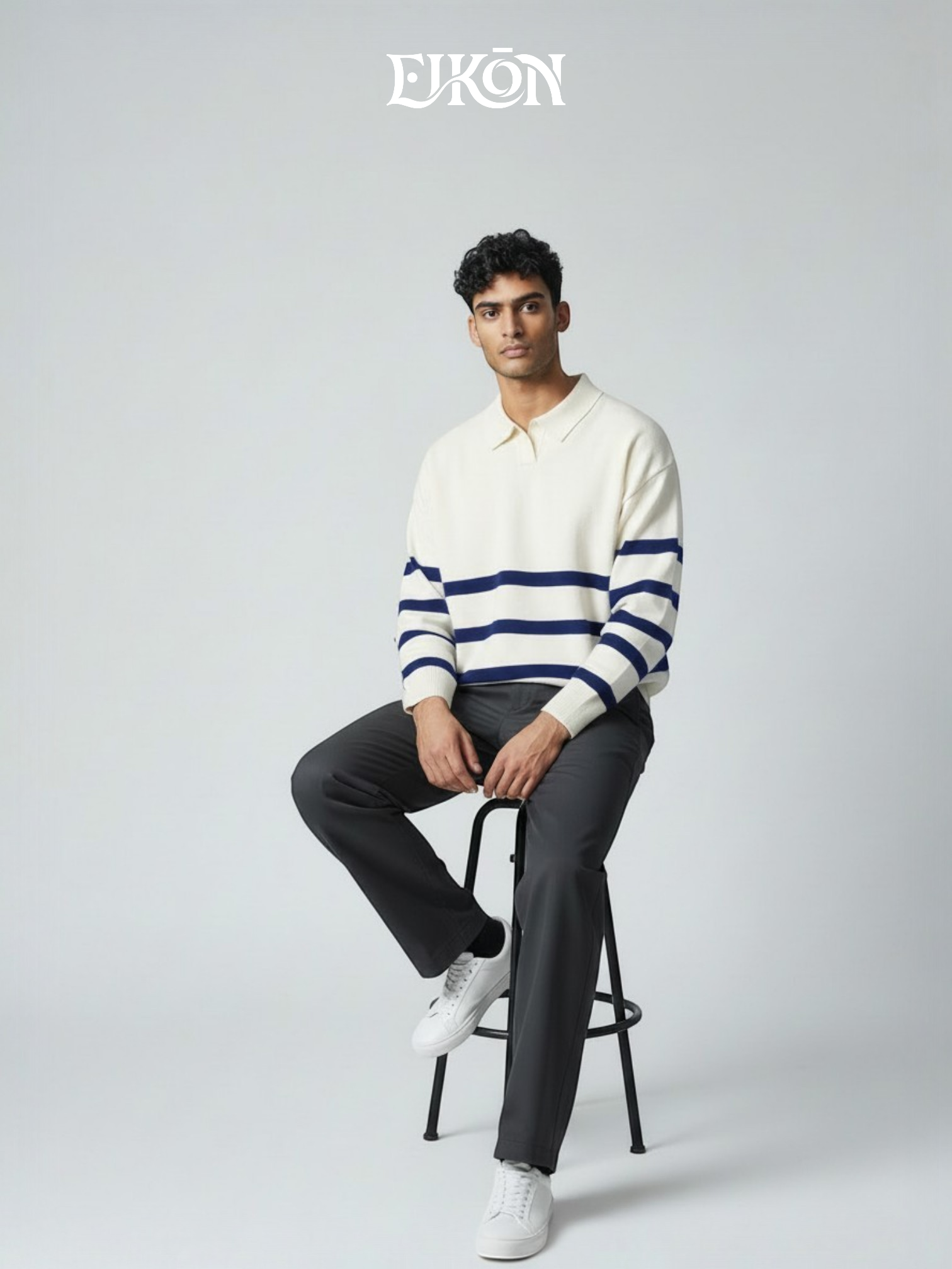 VAREK | TWO-TONE OPEN COLLAR SWEATER