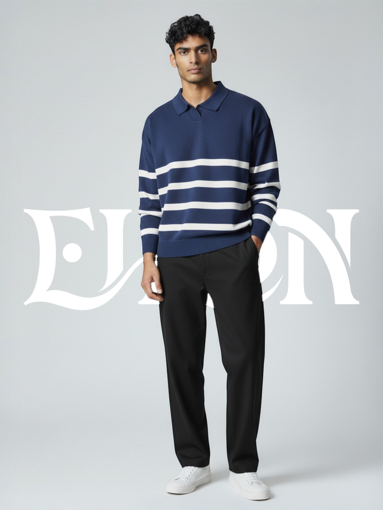 VAREK | TWO-TONE OPEN COLLAR SWEATER
