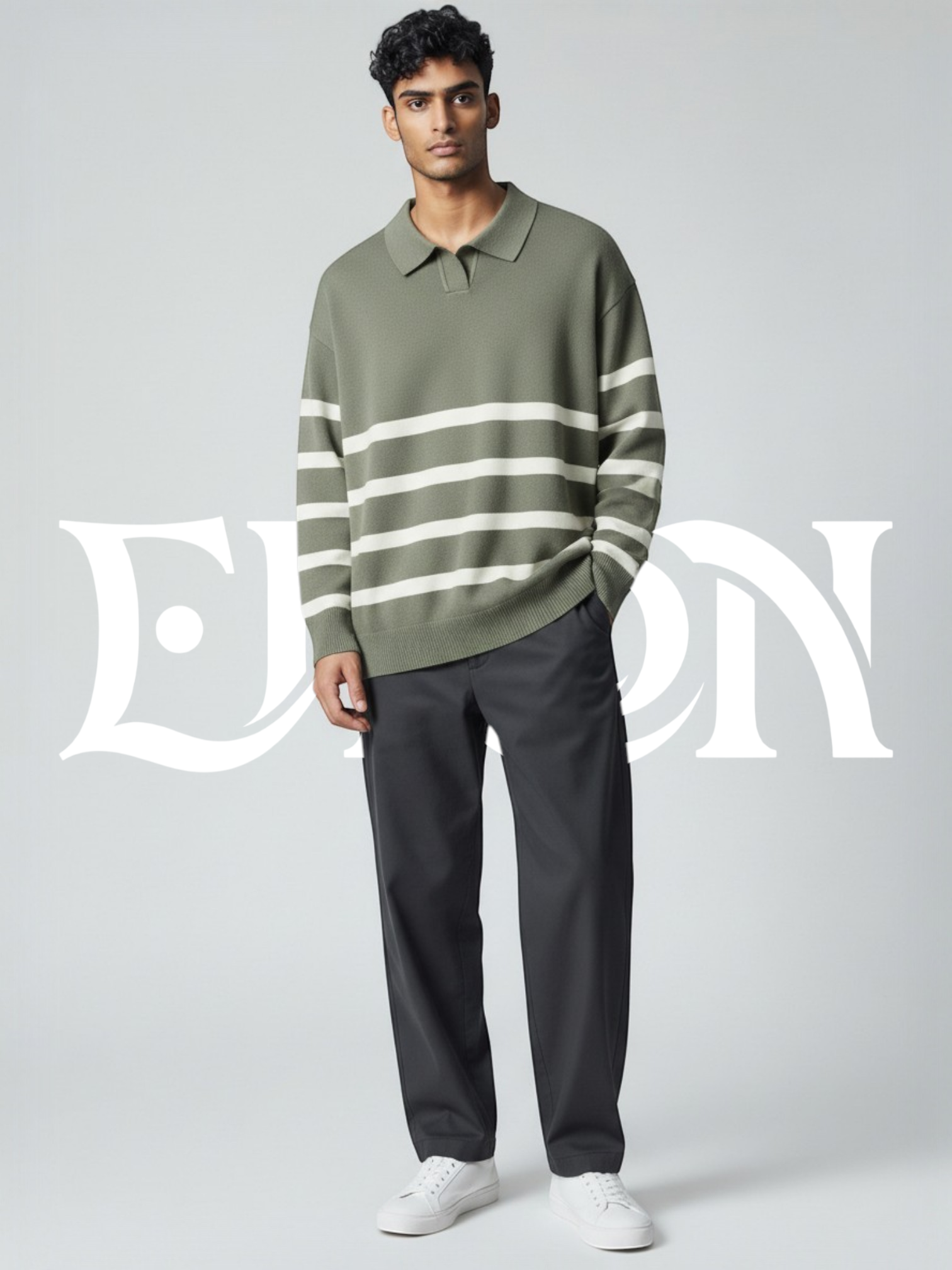 VAREK | TWO-TONE OPEN COLLAR SWEATER
