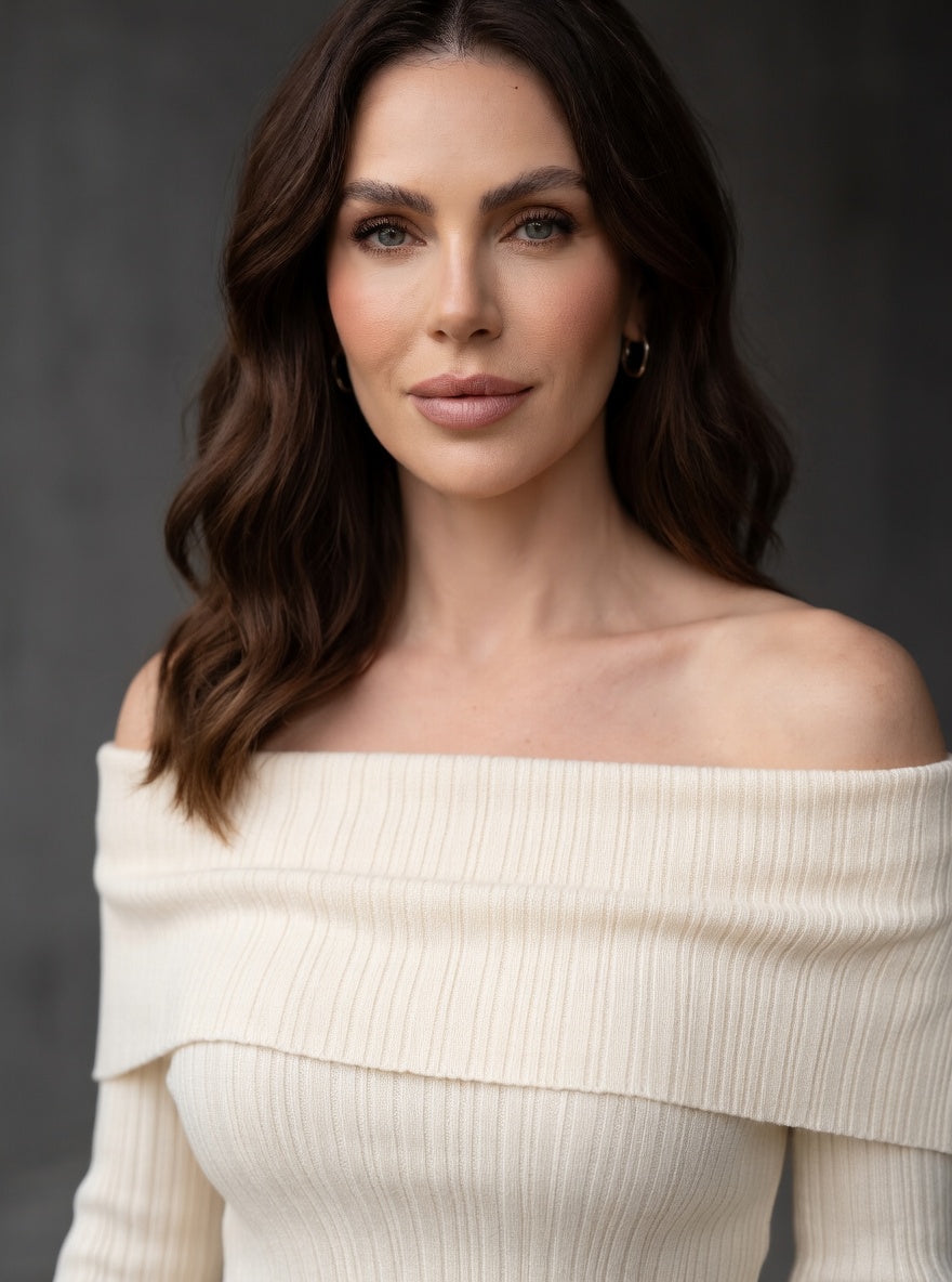 LUNA | OFF-SHOULDER RIBBED KNIT