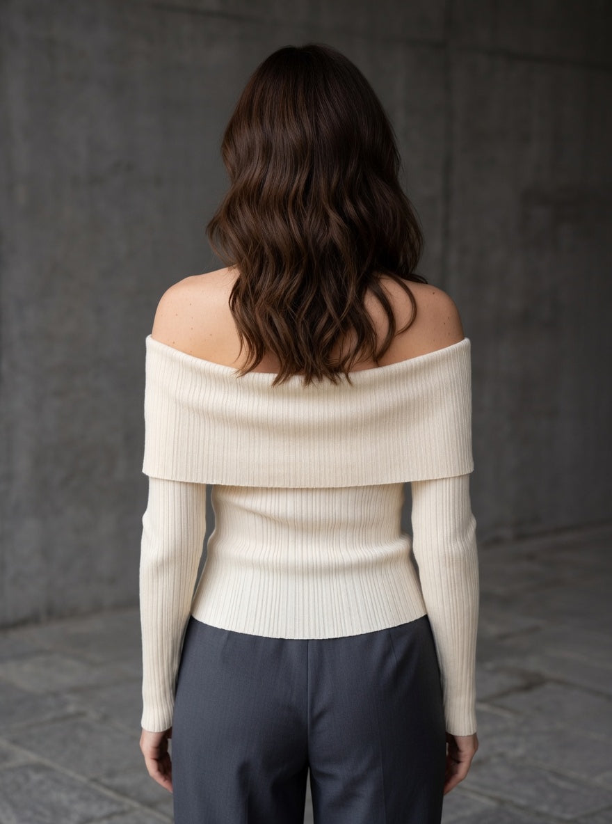 LUNA | OFF-SHOULDER RIBBED KNIT