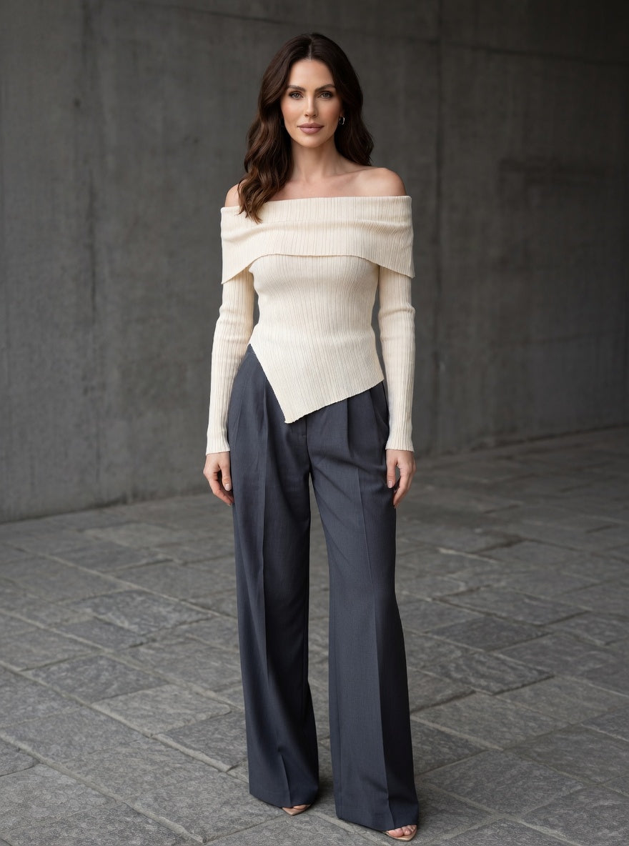 LUNA | OFF-SHOULDER RIBBED KNIT