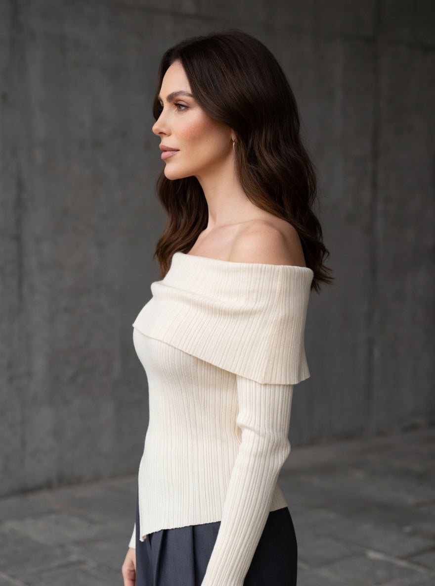 LUNA | OFF-SHOULDER RIBBED KNIT