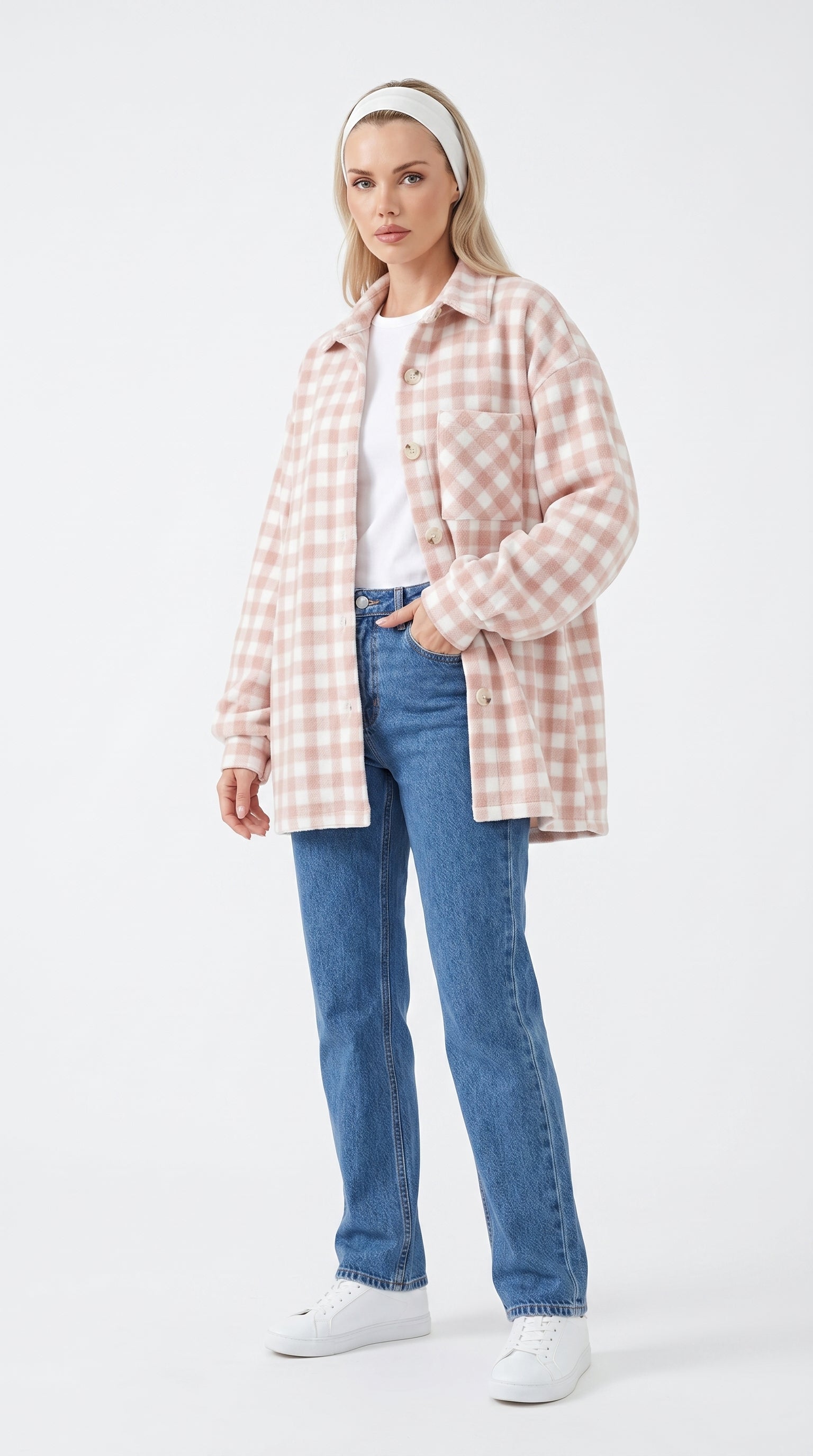 Trendy Checkered Trench Coat Unique Oversized