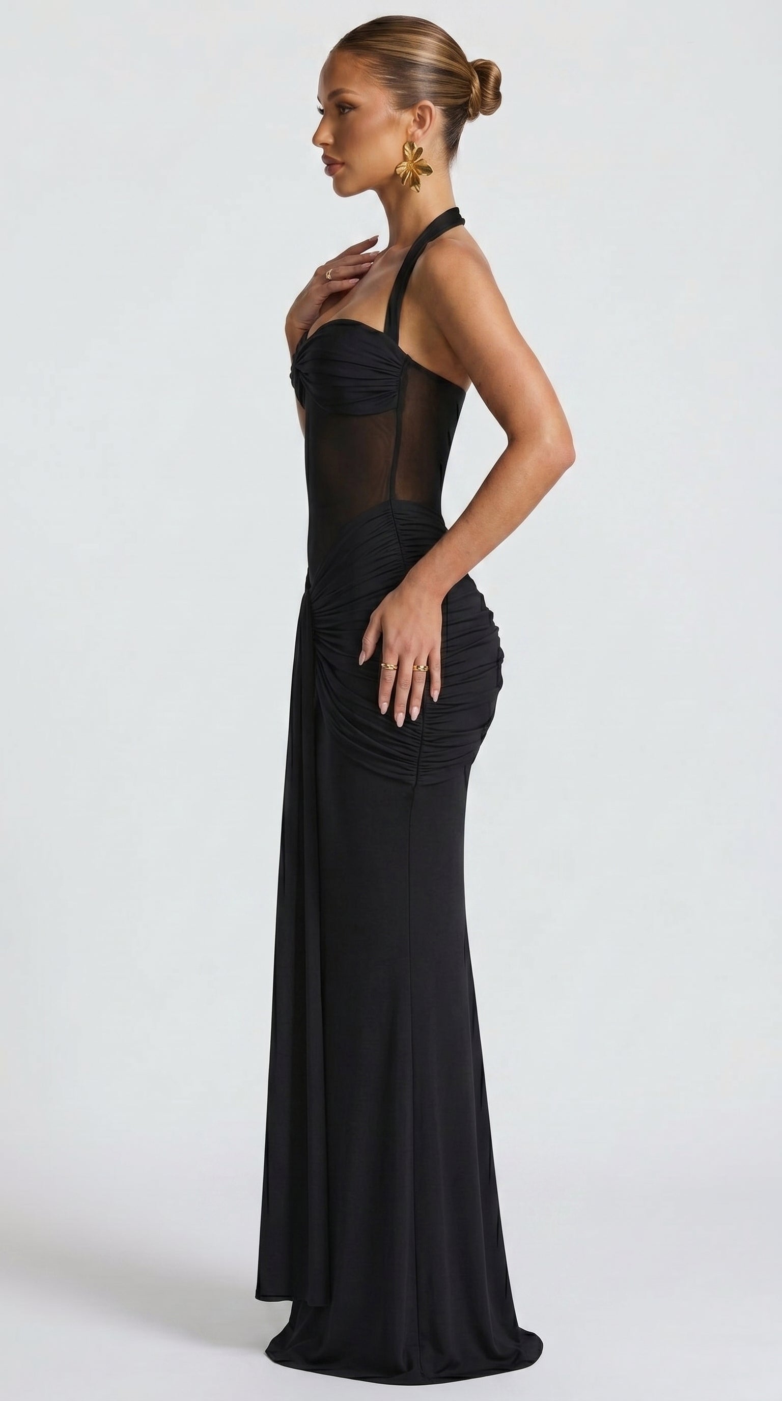MYSTIQUE | Neck Strap Mesh Ribbon Dress