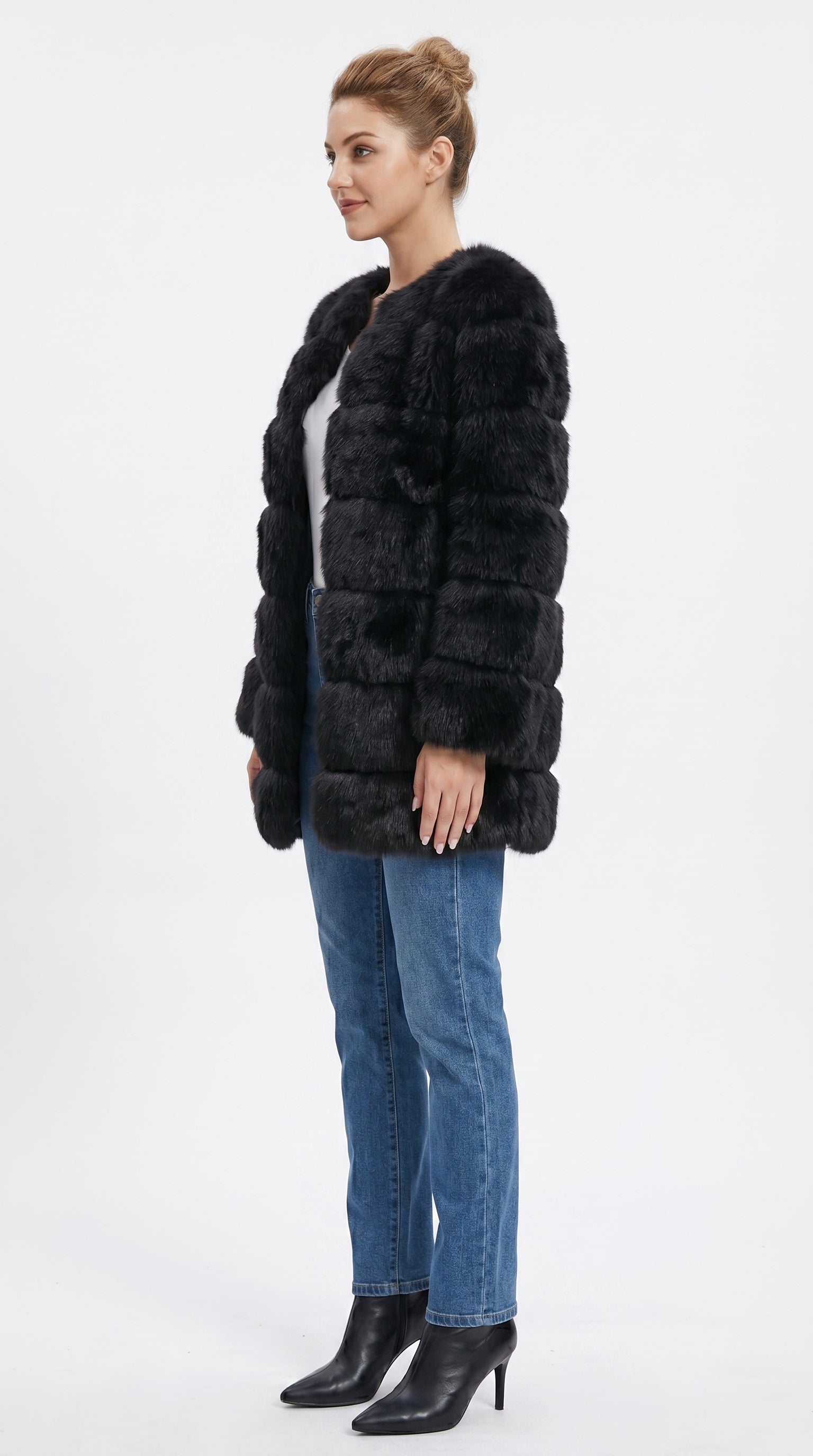 Faux Fur Long Coat for Women Stylish Trench Outerwear