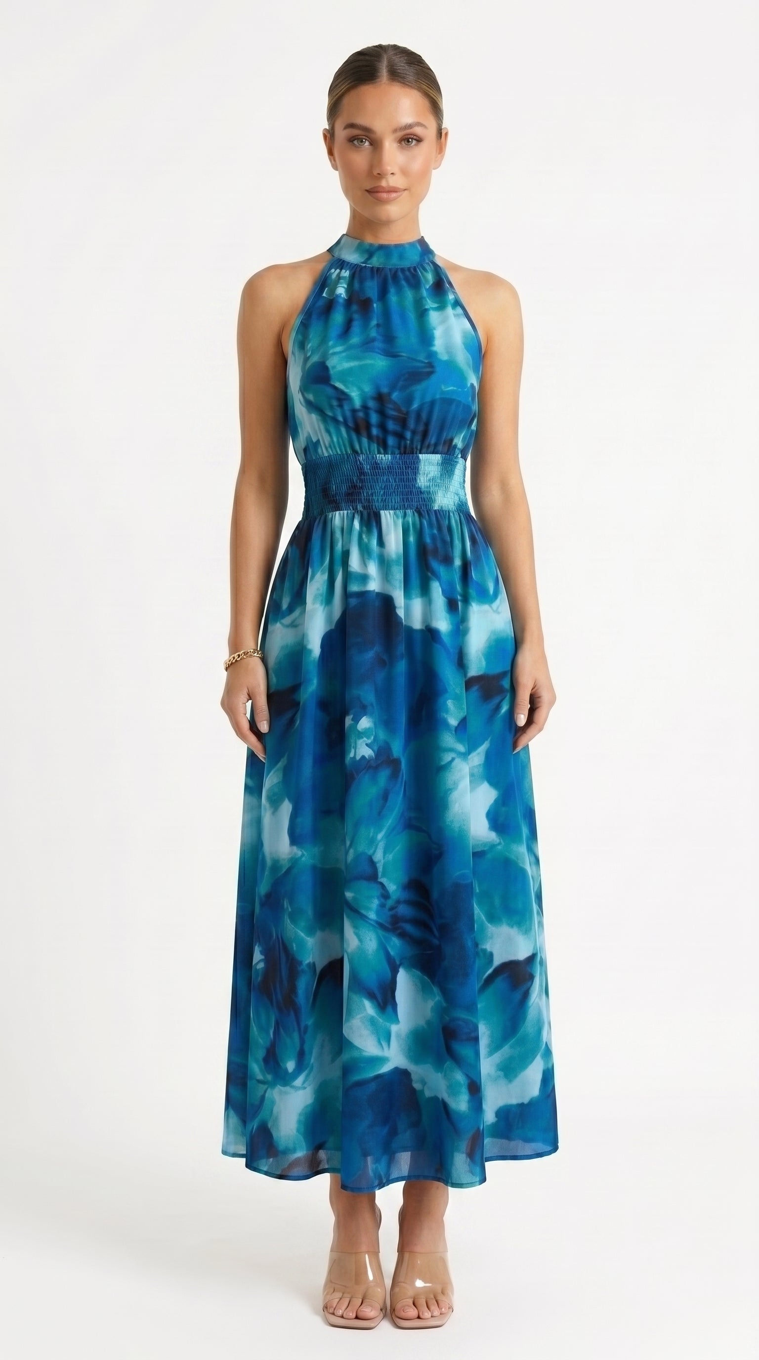 MARINA | Halter Cinched Waist Summer Dress