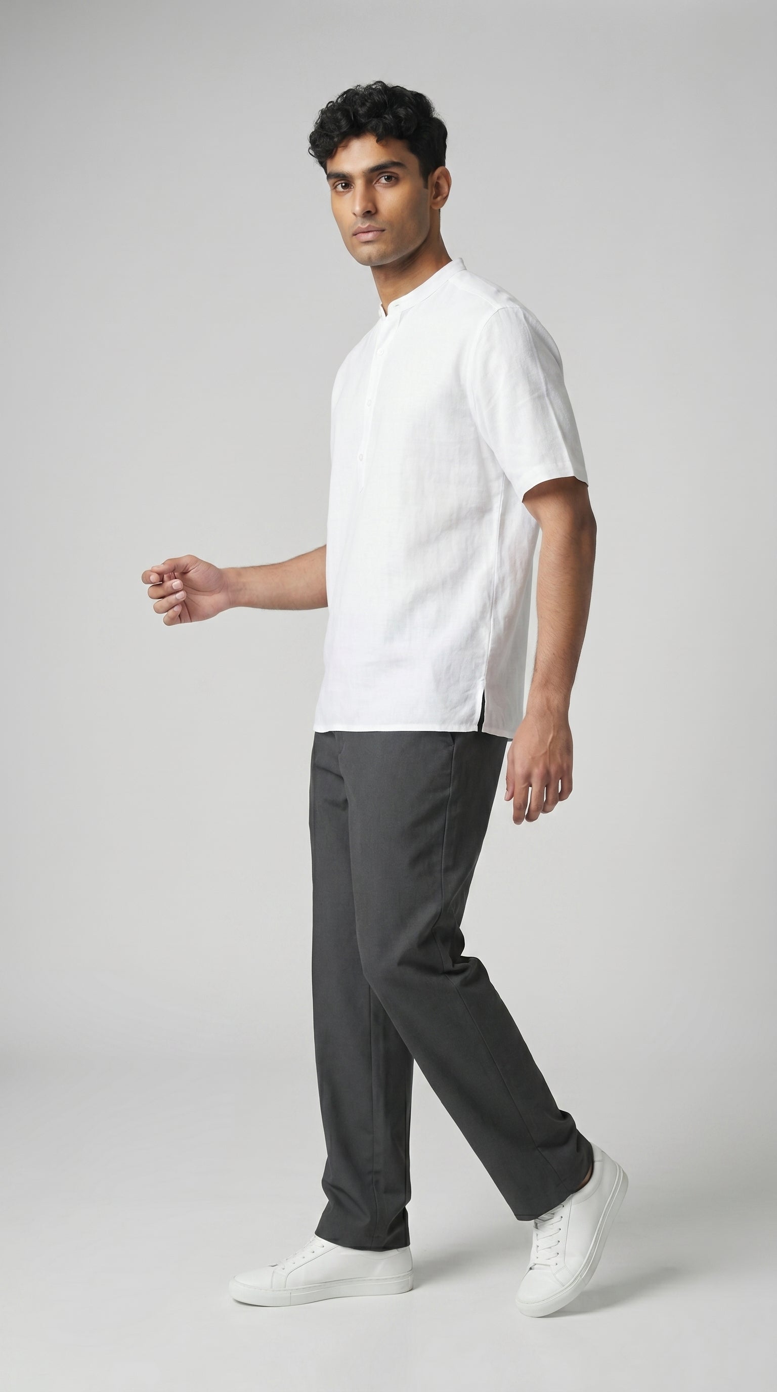 SOREN | LINEN BAND COLLAR SHIRT