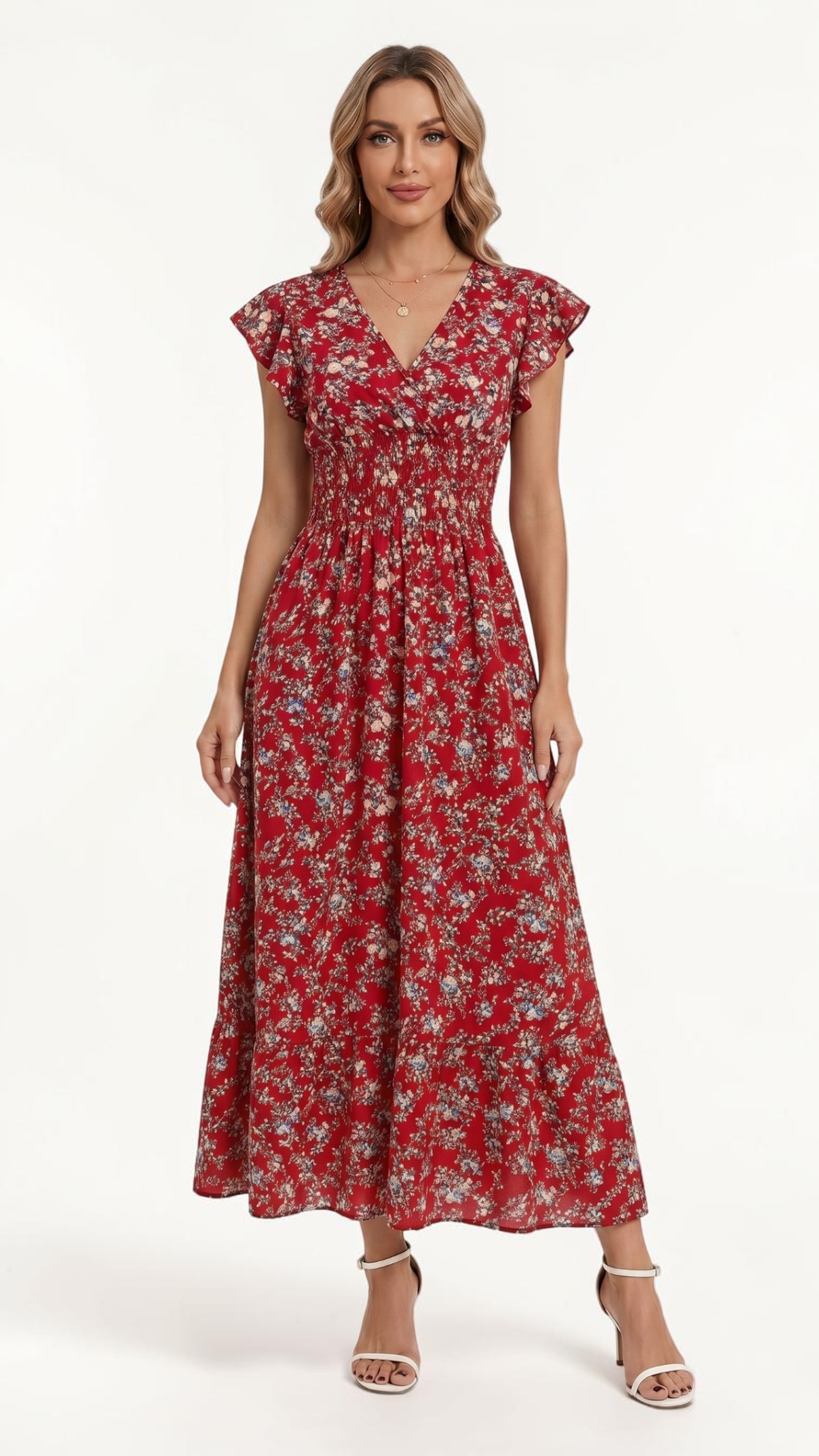 FLORA | Floral Short-Sleeved Swing Dress