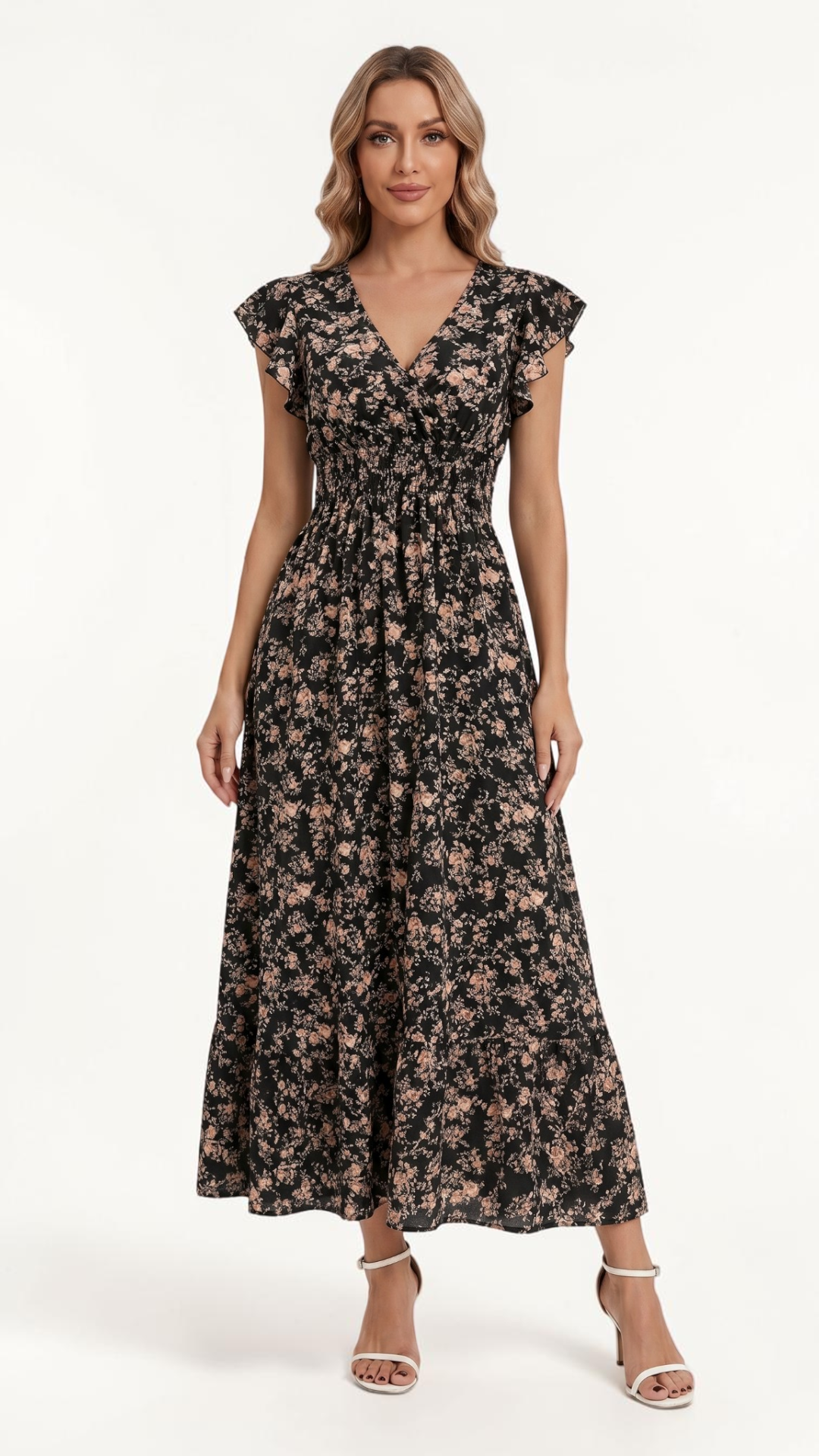 FLORA | Floral Short-Sleeved Swing Dress