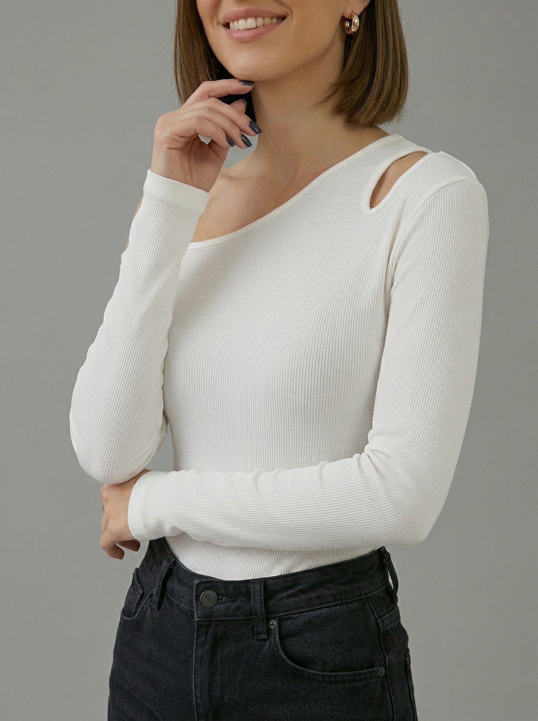 ONYX | ONE-SHOULDER KNIT TOP