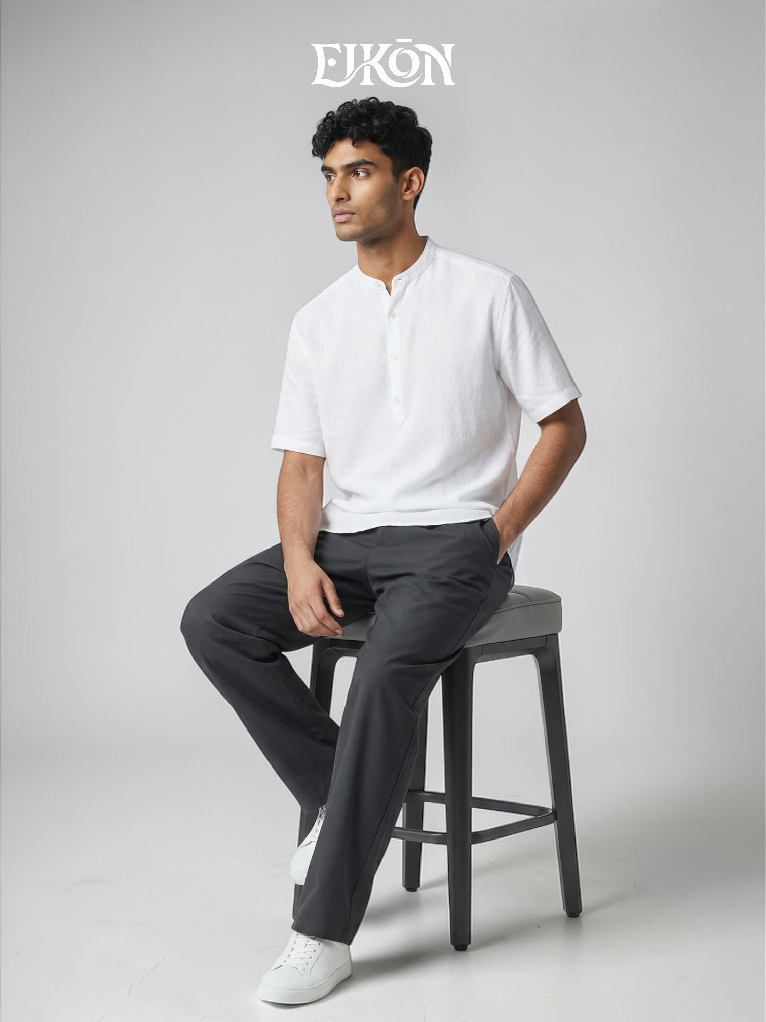 SOREN | LINEN BAND COLLAR SHIRT