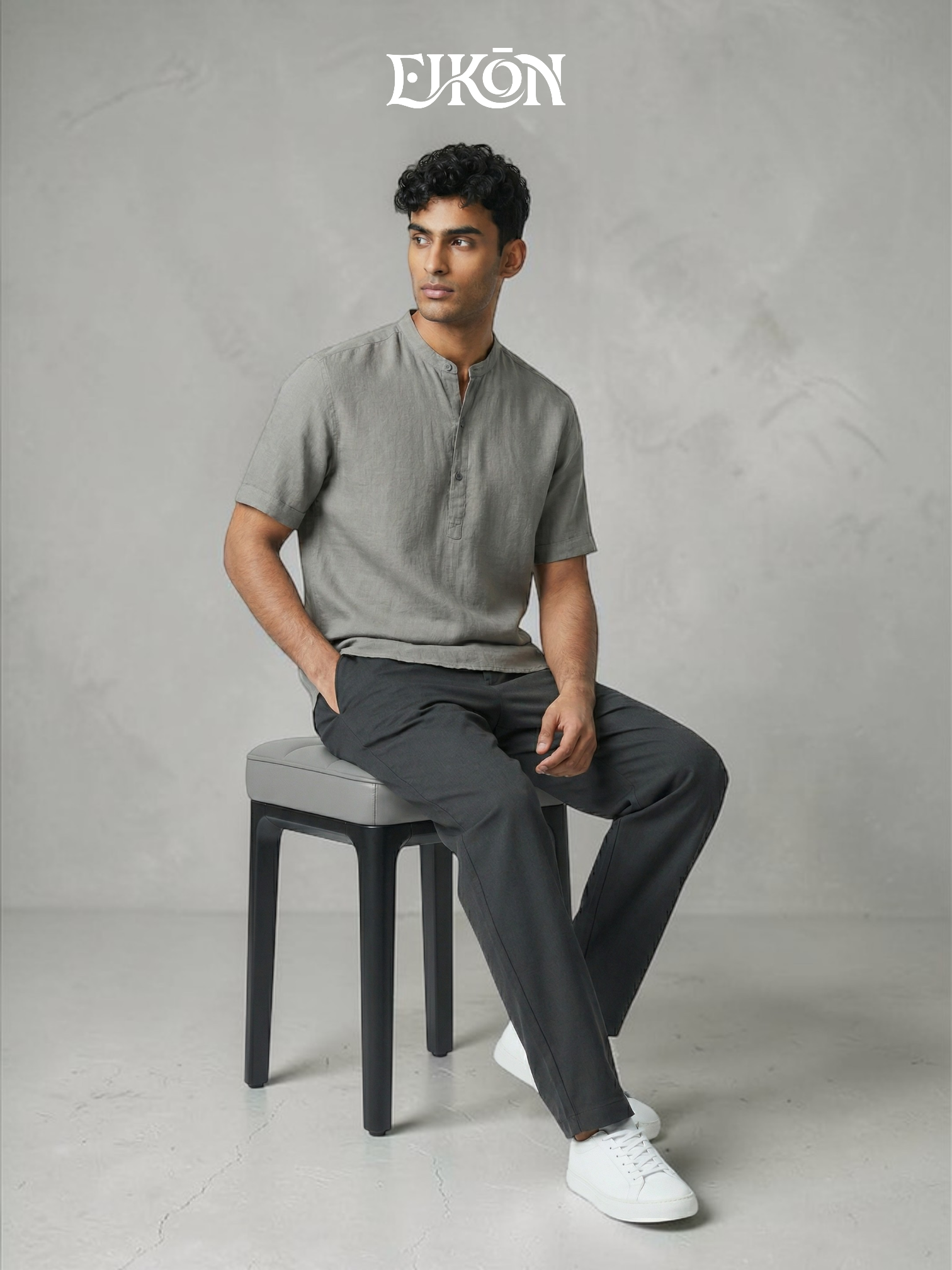 SOREN | LINEN BAND COLLAR SHIRT
