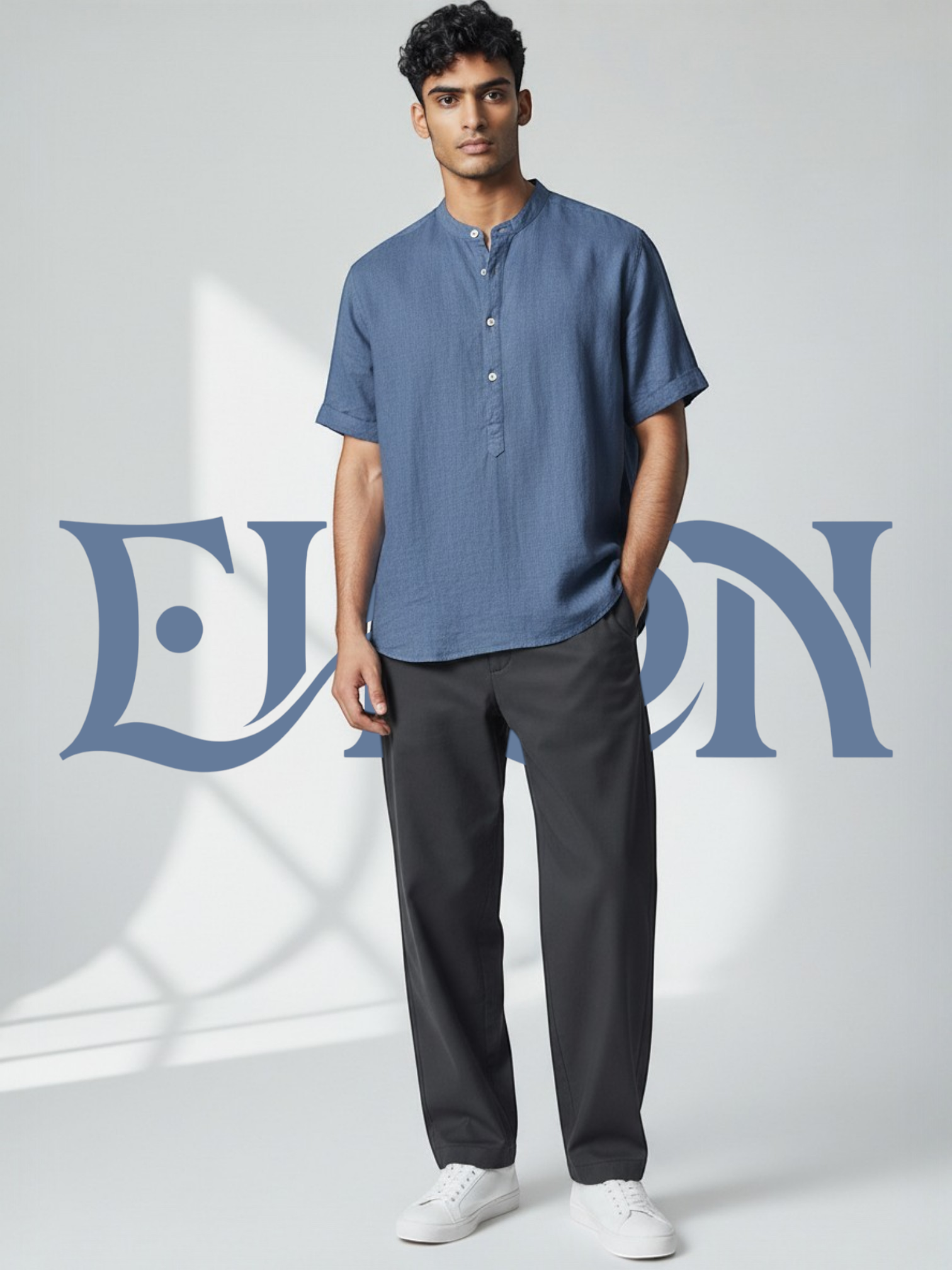 SOREN | LINEN BAND COLLAR SHIRT