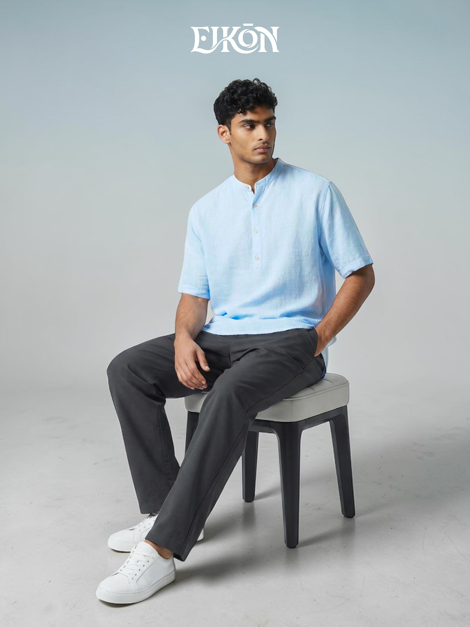 SOREN | LINEN BAND COLLAR SHIRT