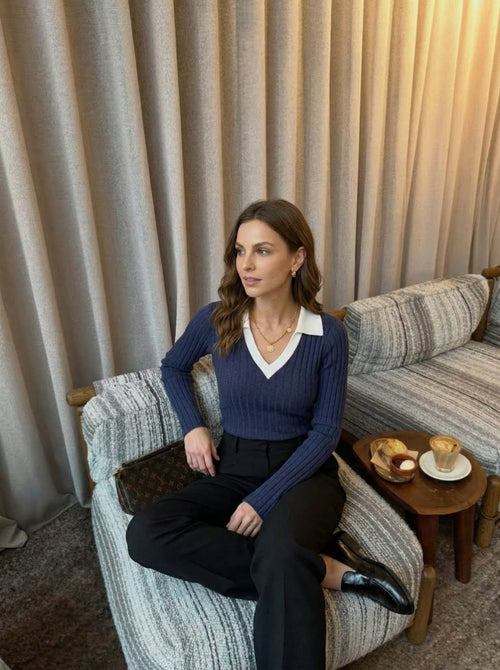 CLEO | RIBBED COLLAR SWEATER