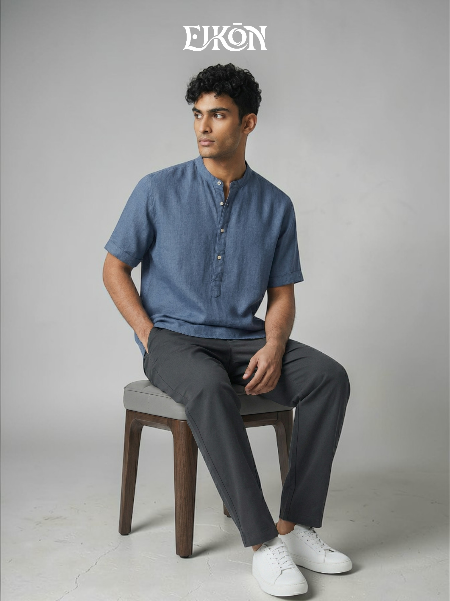 SOREN | LINEN BAND COLLAR SHIRT