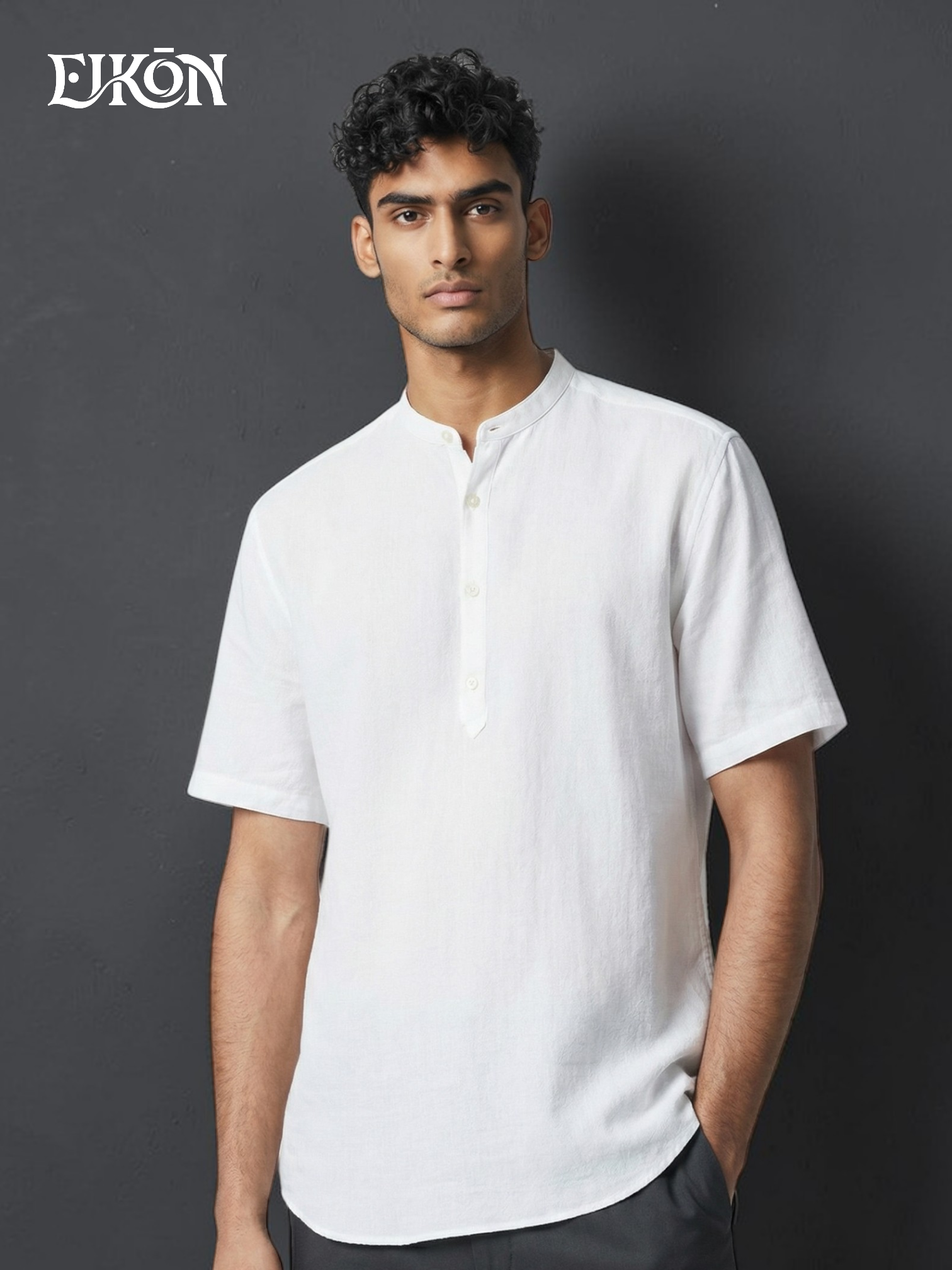 SOREN | LINEN BAND COLLAR SHIRT