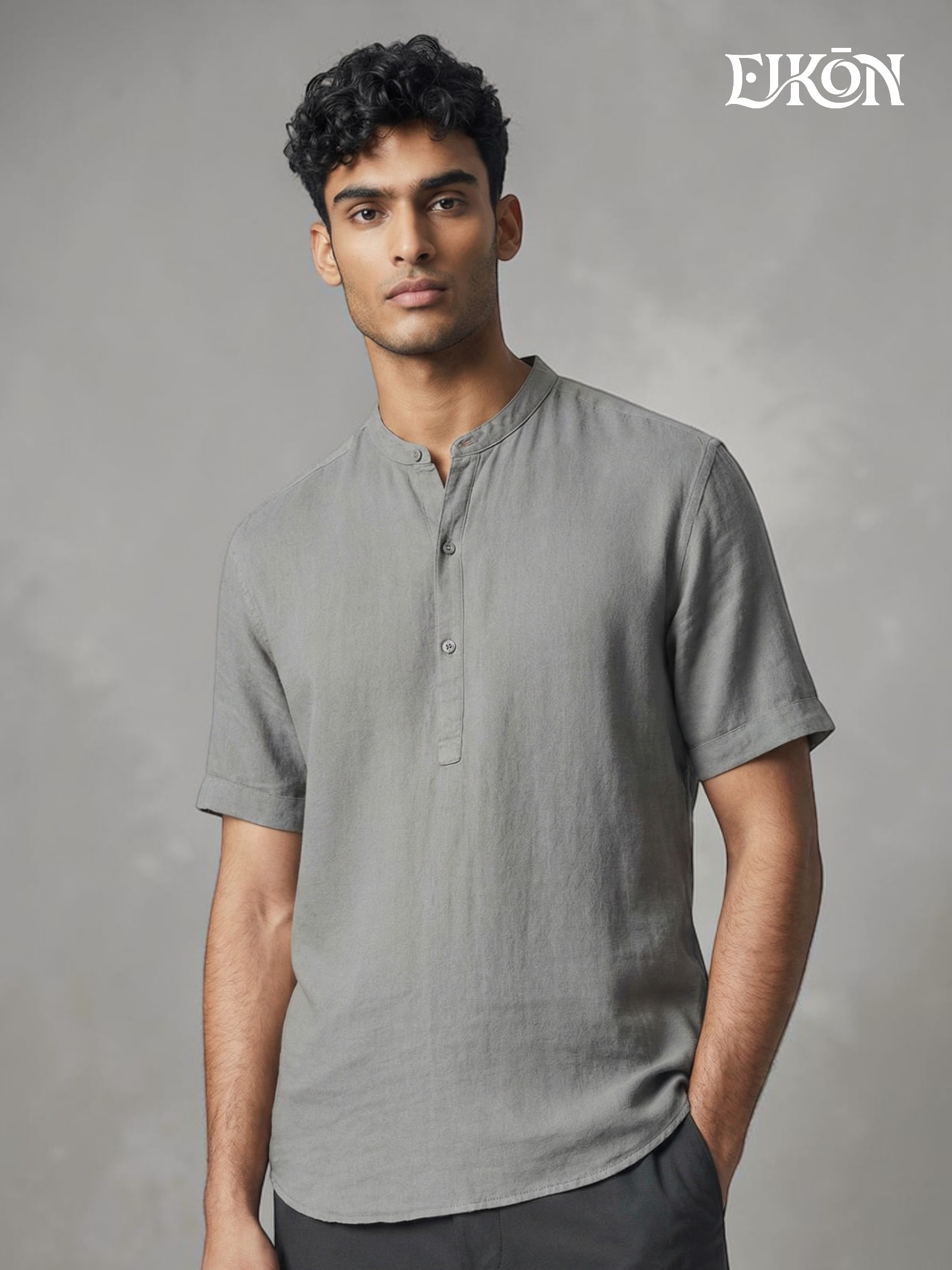 SOREN | LINEN BAND COLLAR SHIRT