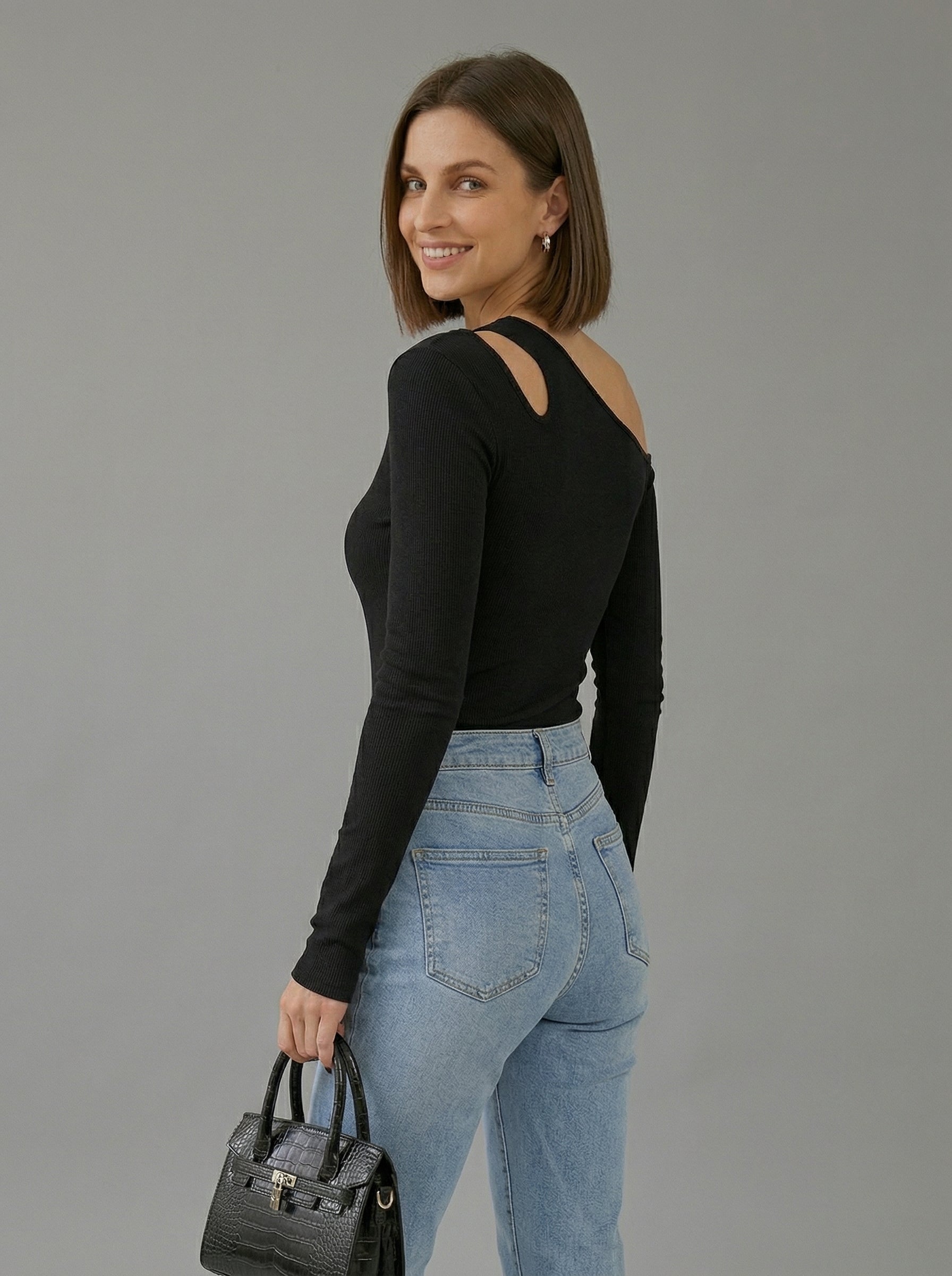 ONYX | ONE-SHOULDER KNIT TOP