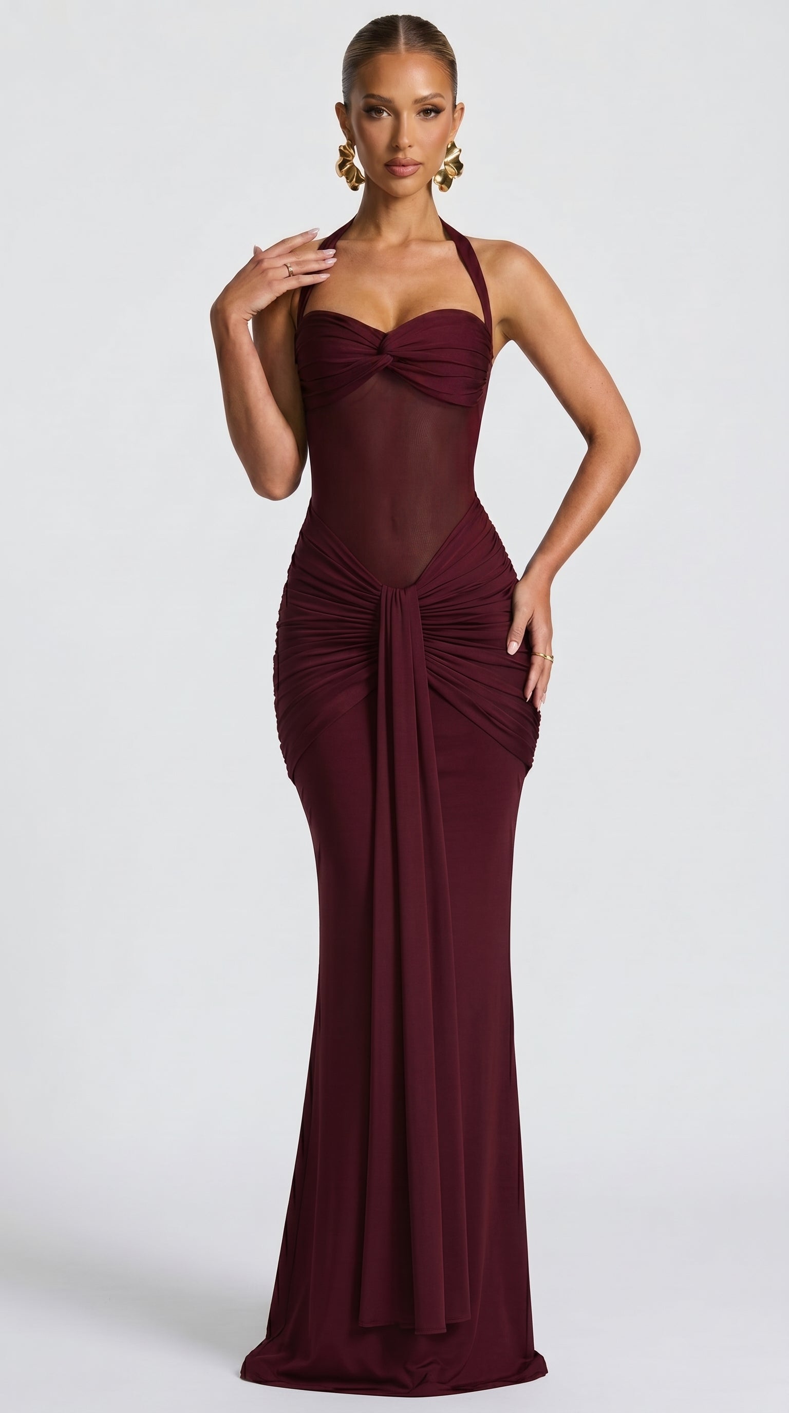 MYSTIQUE | Neck Strap Mesh Ribbon Dress